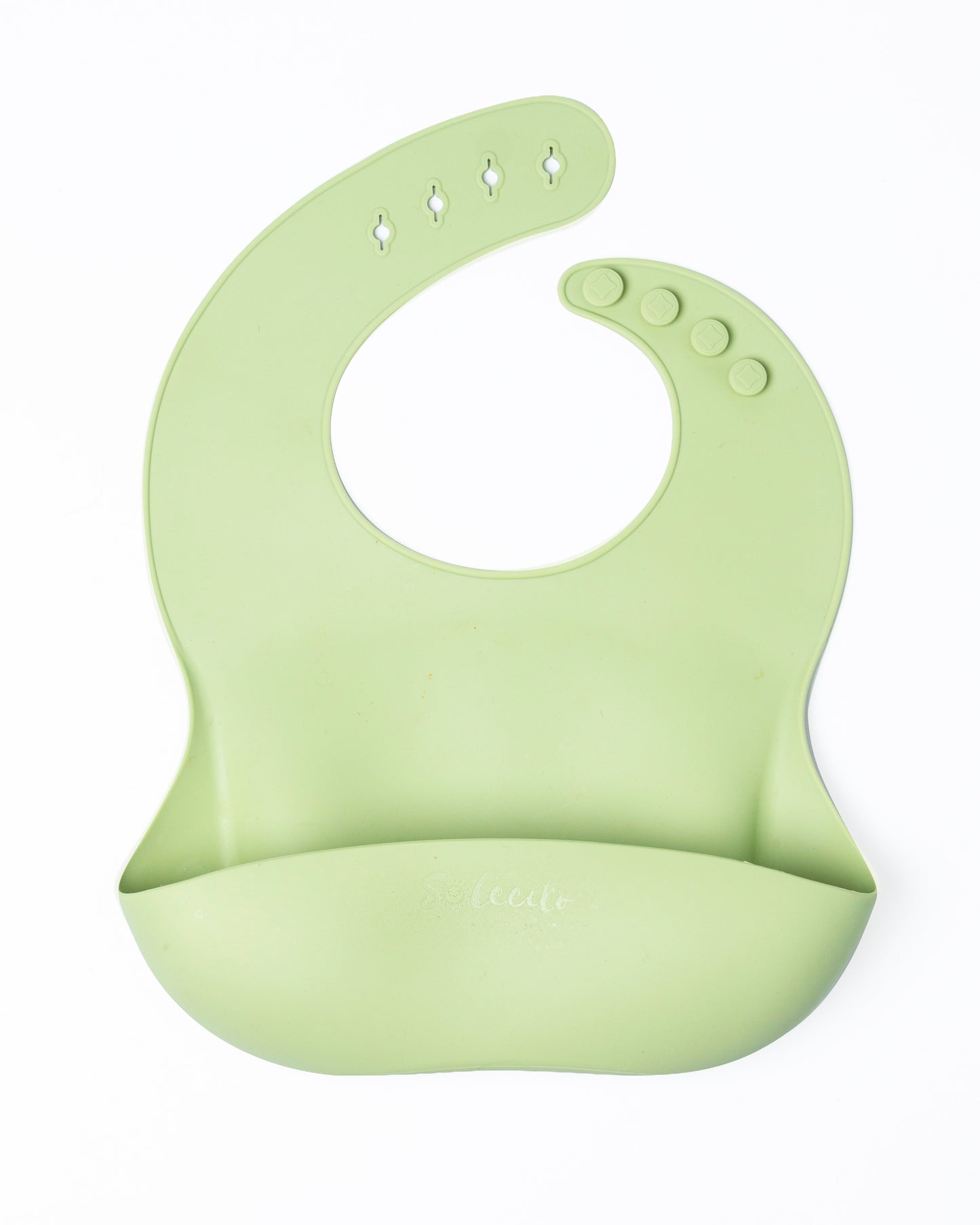 BABERO DE SILICON CON CANASTILLA ANTI DERRAMES / VERDE OLIVO